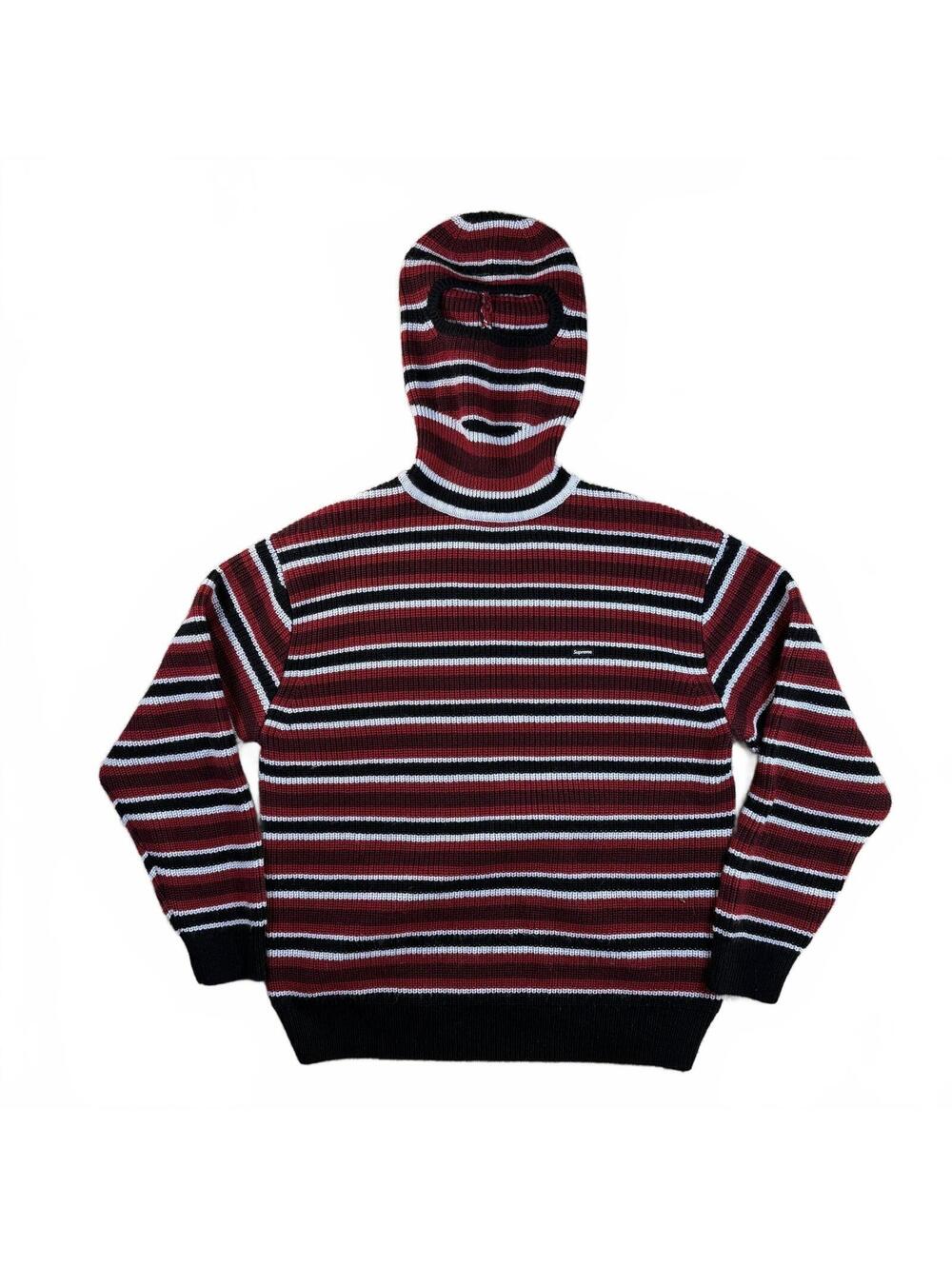 Supreme Balaclava Stripe Knit Sweater Hoodie Large NWT 2022